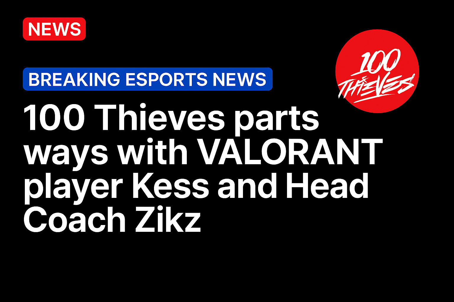 100 Thieves parts ways with VALORANT player Kess and Head Coach Zikz